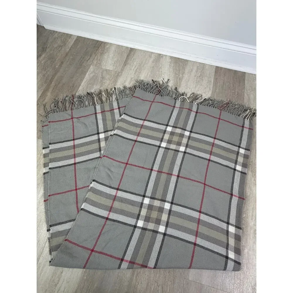 Pottery Barn Gray Plaid Throw Blanket